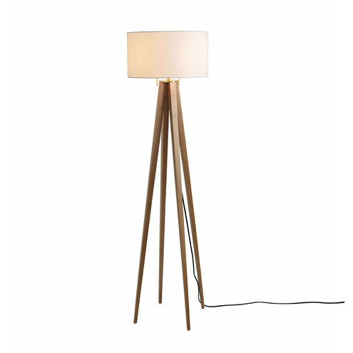 Quattro 61 inch 23.00 watt Natural Ash Wood and Weathered Brass Floor Lamp Portable Light